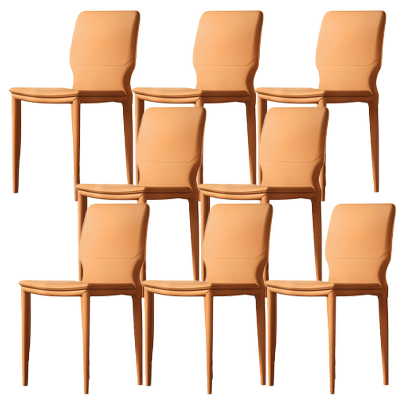 Contemporary Metal Dining Chair Leather Armless Dining Room Chair for Home Use