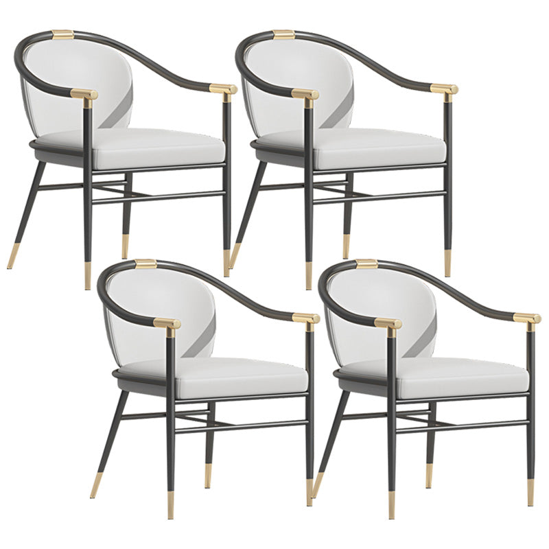 Contemporary Metal Dining Room Chair Arm Upholstered Side Chairs for Home Use