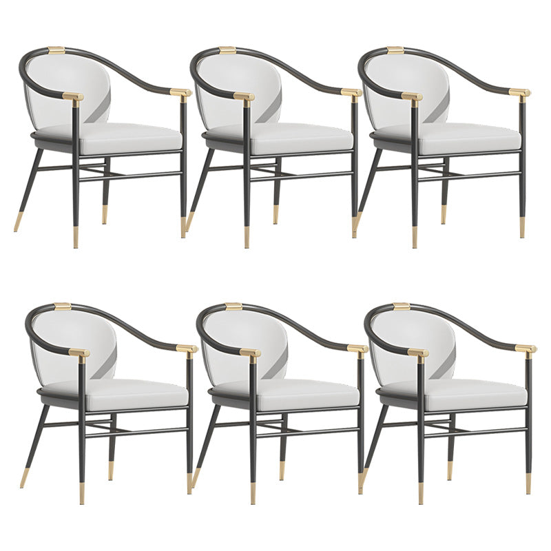 Contemporary Metal Dining Room Chair Arm Upholstered Side Chairs for Home Use