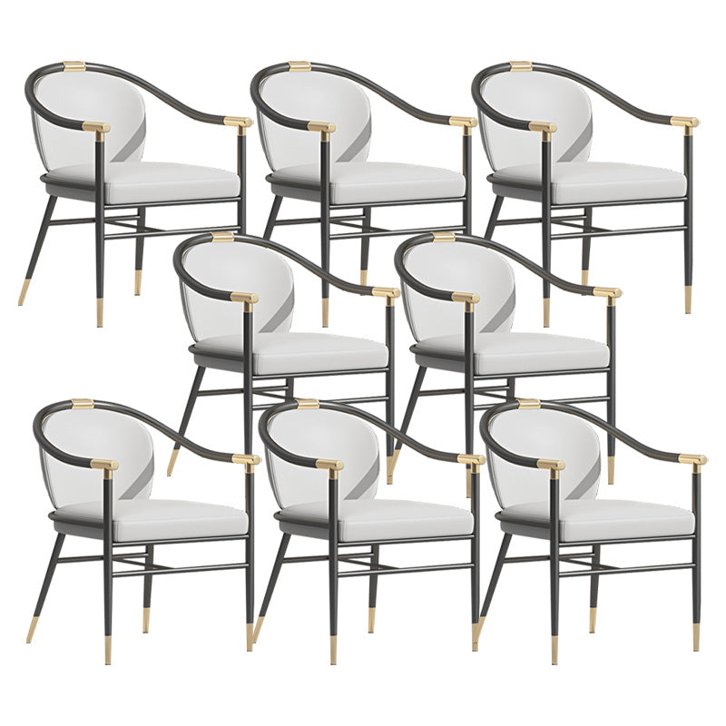 Contemporary Metal Dining Room Chair Arm Upholstered Side Chairs for Home Use
