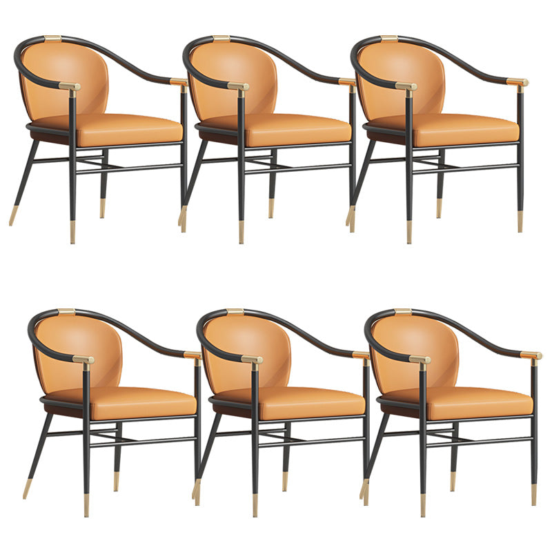 Contemporary Metal Dining Room Chair Arm Upholstered Side Chairs for Home Use