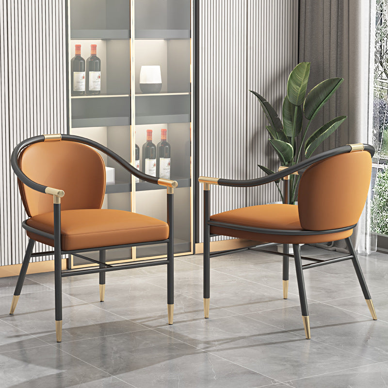 Contemporary Metal Dining Room Chair Arm Upholstered Side Chairs for Home Use