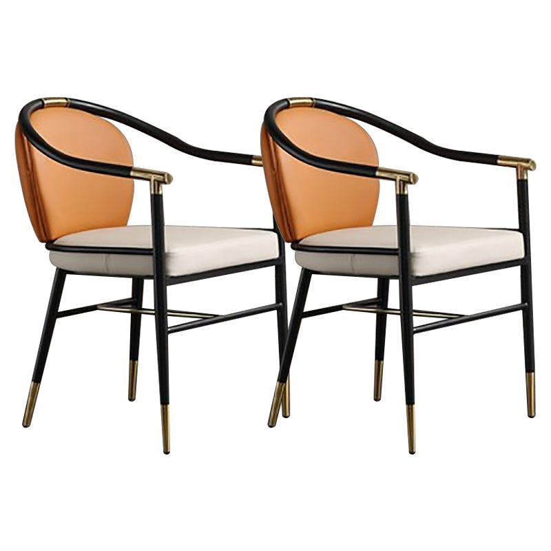 Contemporary Metal Dining Room Chair Arm Upholstered Side Chairs for Home Use
