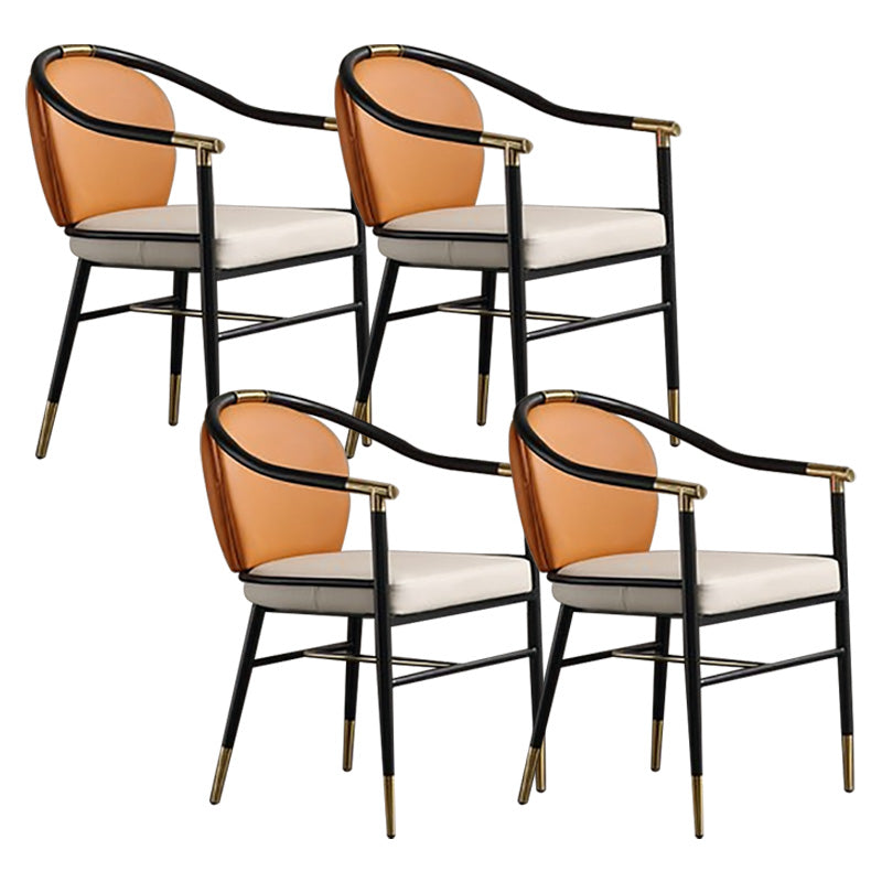 Contemporary Metal Dining Room Chair Arm Upholstered Side Chairs for Home Use