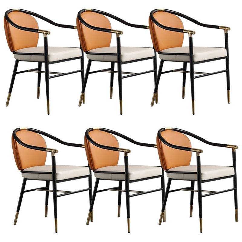 Contemporary Metal Dining Room Chair Arm Upholstered Side Chairs for Home Use