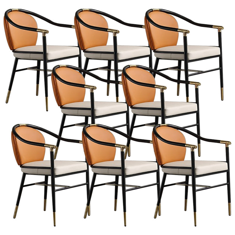 Contemporary Metal Dining Room Chair Arm Upholstered Side Chairs for Home Use