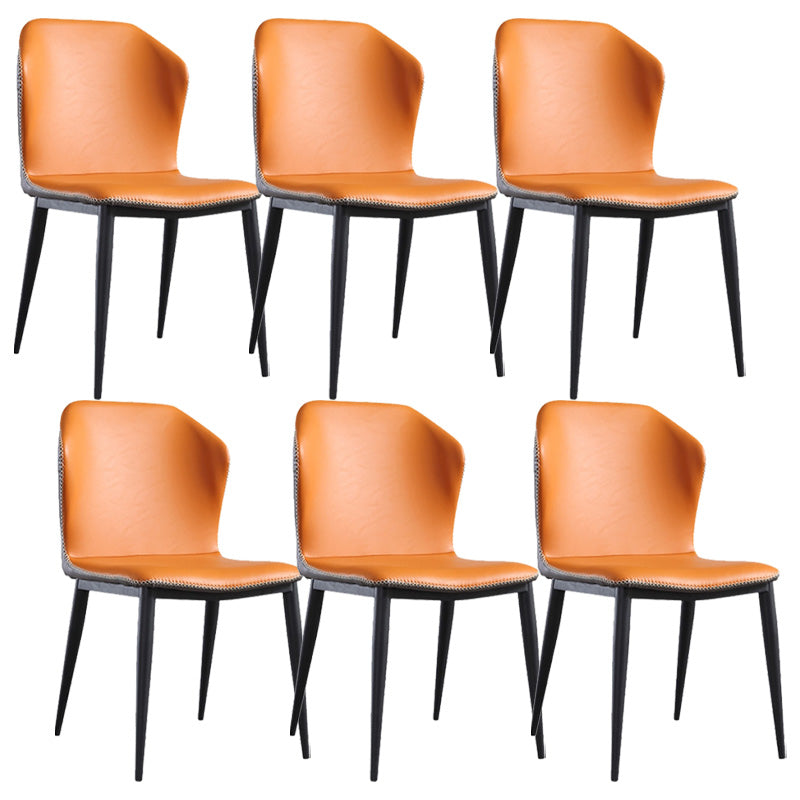 Industrial Metal Dining Armless Chair Faux Leather Dining Chairs for Restaurant Use