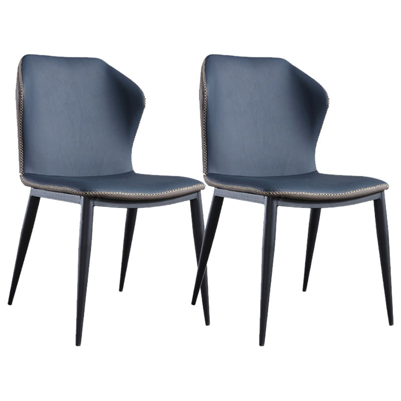 Industrial Metal Dining Armless Chair Faux Leather Dining Chairs for Restaurant Use