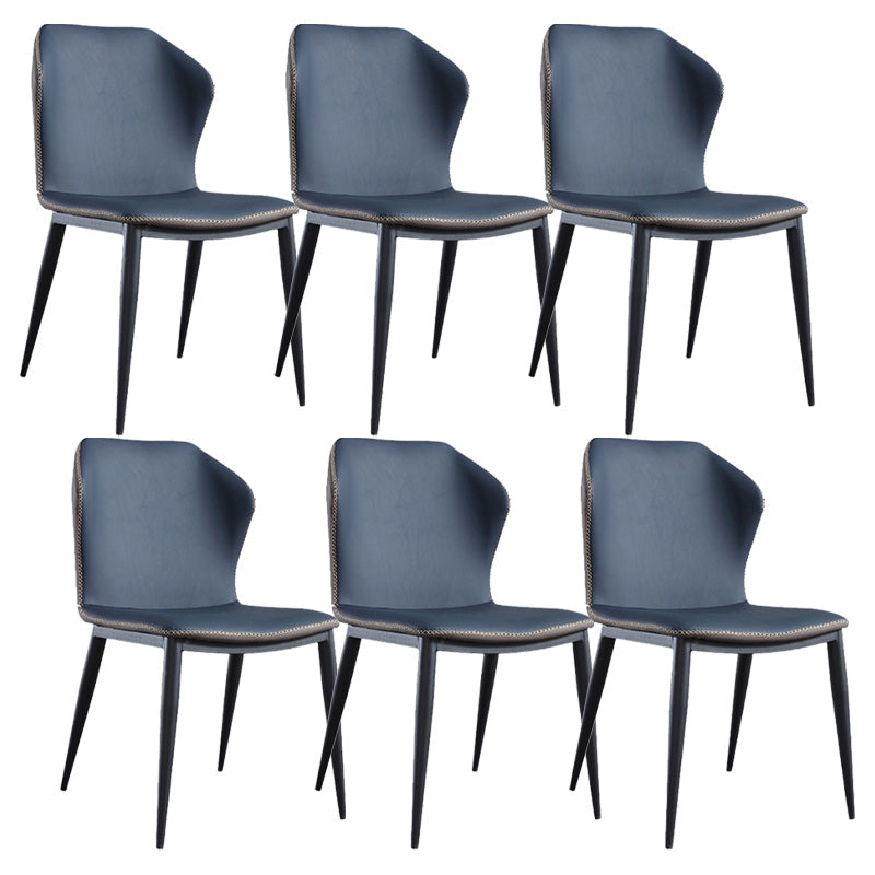 Industrial Metal Dining Armless Chair Faux Leather Dining Chairs for Restaurant Use