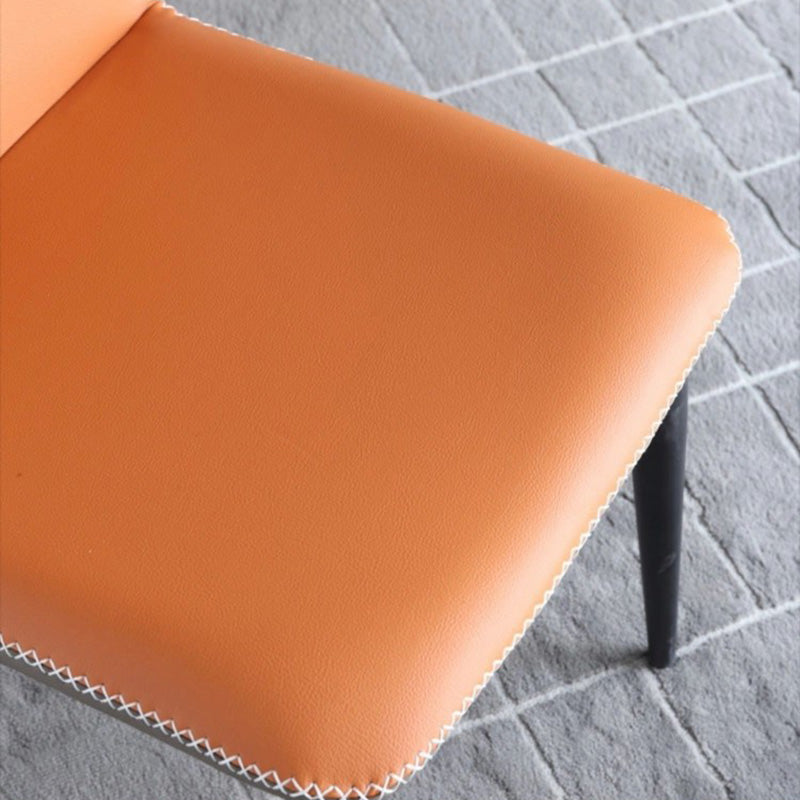 Industrial Metal Dining Armless Chair Faux Leather Dining Chairs for Restaurant Use