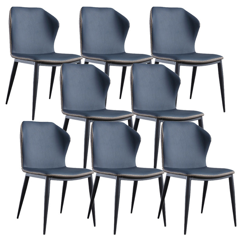 Industrial Metal Dining Armless Chair Faux Leather Dining Chairs for Restaurant Use