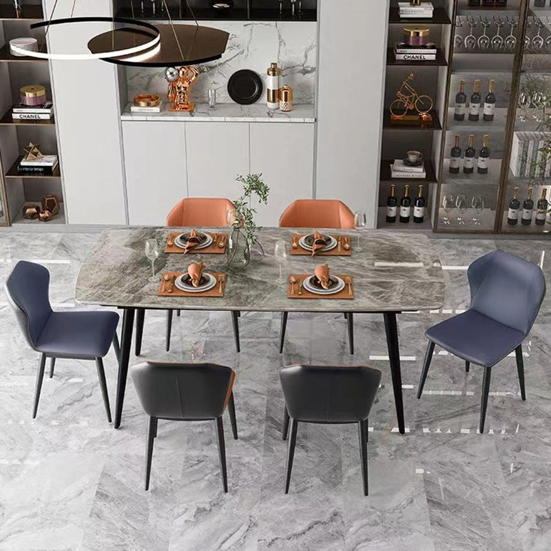 Industrial Metal Dining Armless Chair Faux Leather Dining Chairs for Restaurant Use