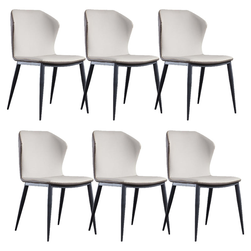 Industrial Metal Dining Armless Chair Faux Leather Dining Chairs for Restaurant Use
