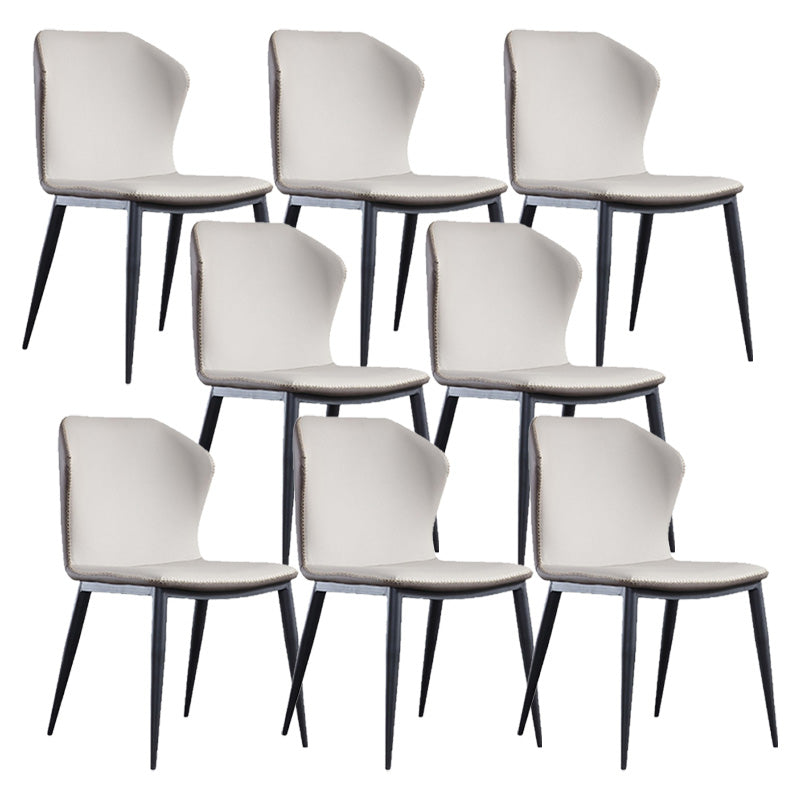 Industrial Metal Dining Armless Chair Faux Leather Dining Chairs for Restaurant Use