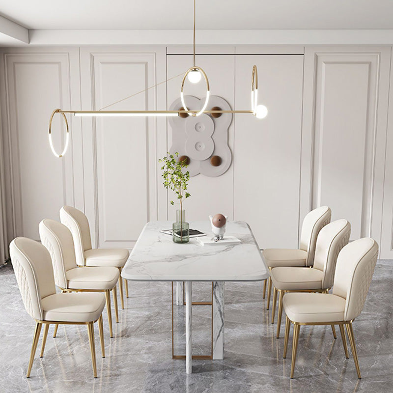 Glam Faux Leather Dining Chair Upholstered Armless Dining Chairs for Restaurant Use