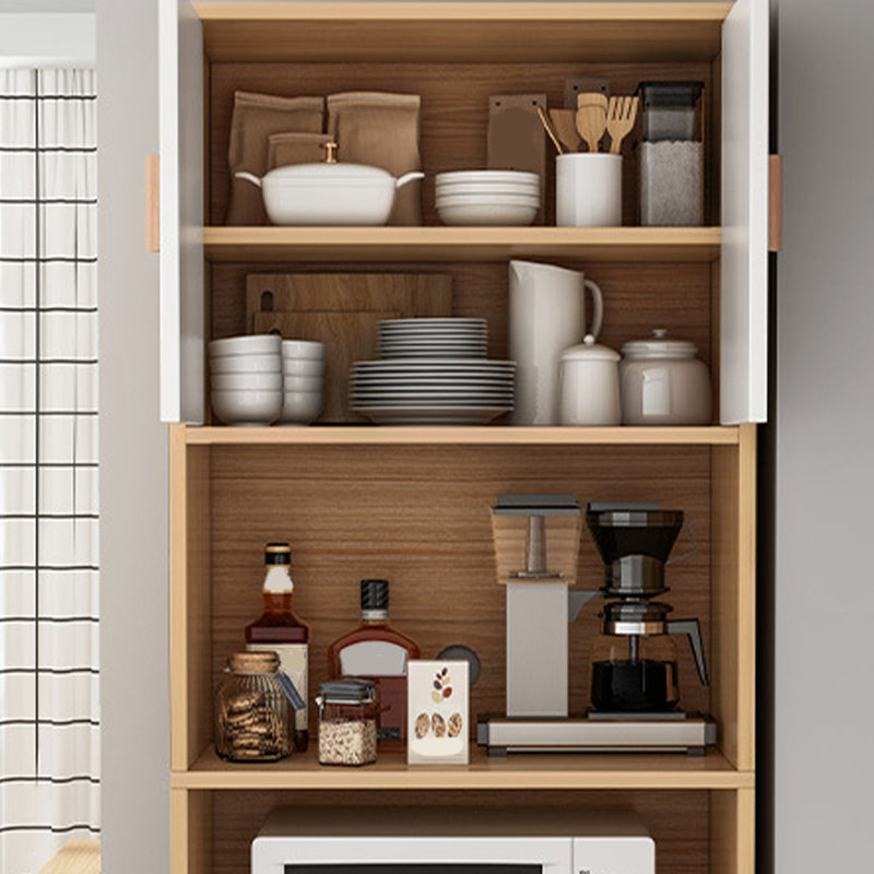 Antique Finish Sideboard Table Engineered Wood Dining Table with Open Storage