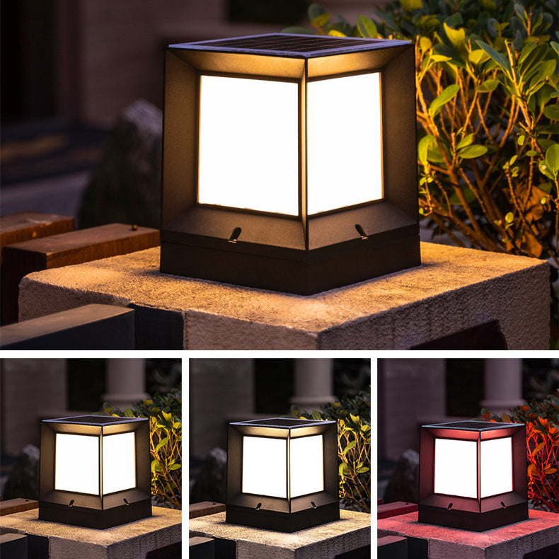 Solar Square Outdoor Lights Black with Acrylic Shade for Garden