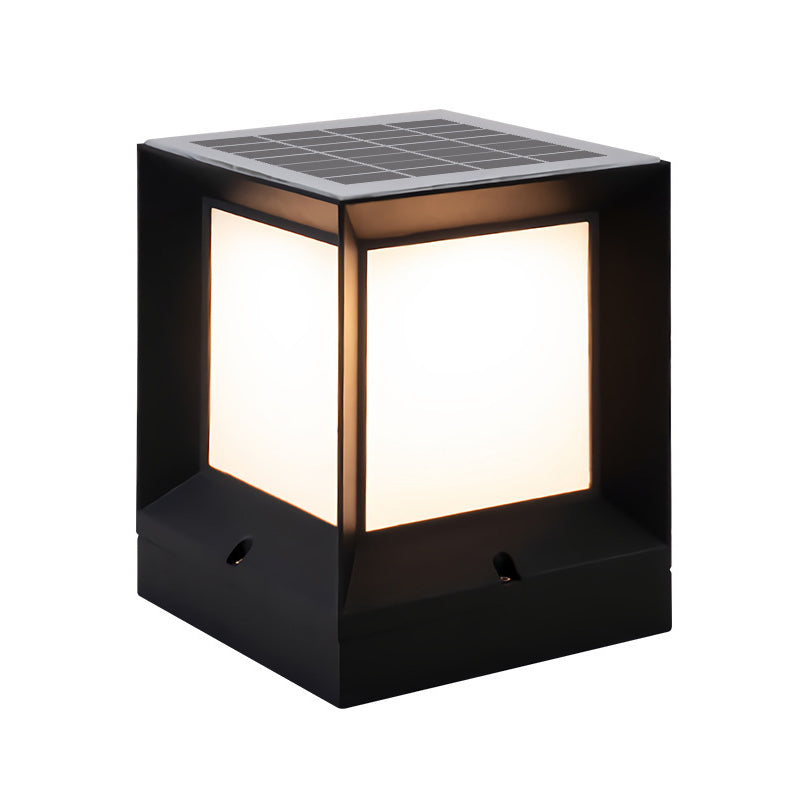 Solar Square Outdoor Lights Black with Acrylic Shade for Garden