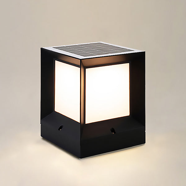 Solar Square Outdoor Lights Black with Acrylic Shade for Garden