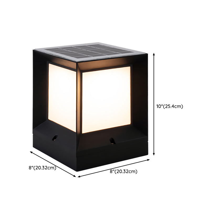 Solar Square Outdoor Lights Black with Acrylic Shade for Garden