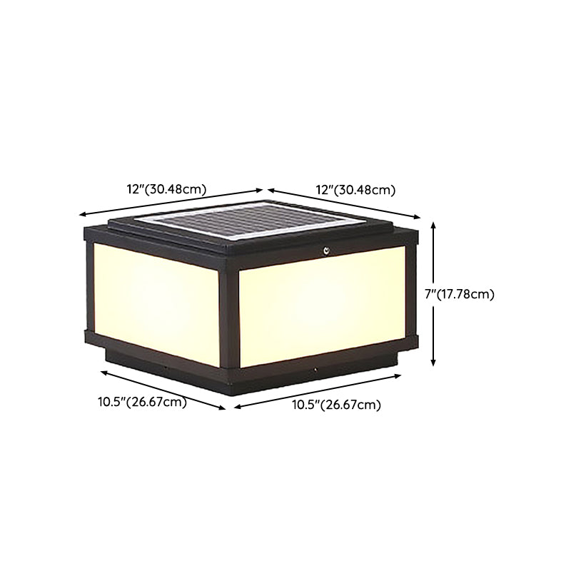 Outdoor Solar Lights Black Metal Square Pillar Lamp for Garden