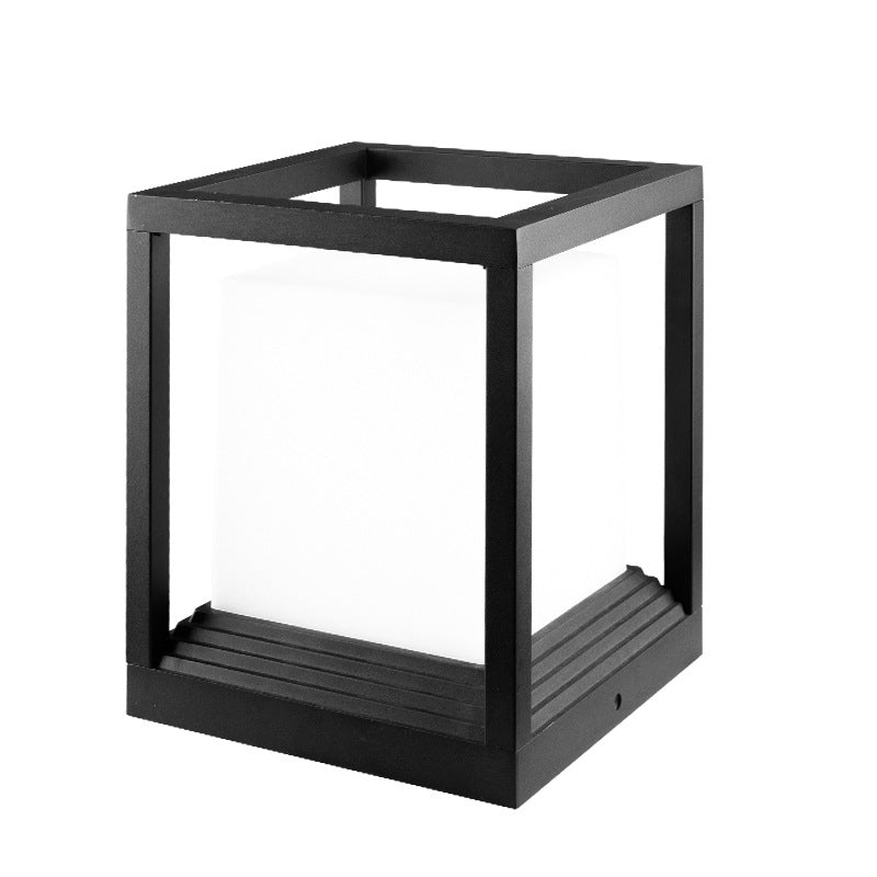 Rectangular Outdoor Lights Black Aluminum Pillar Lamp with Acrylic Shade for Garden