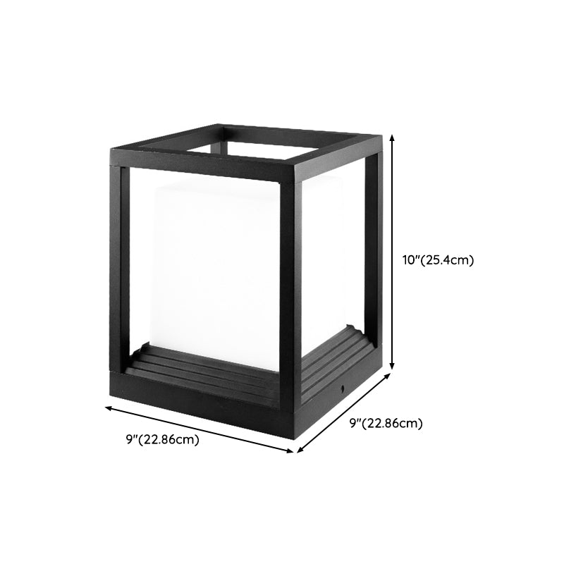 Rectangular Outdoor Lights Black Aluminum Pillar Lamp with Acrylic Shade for Garden