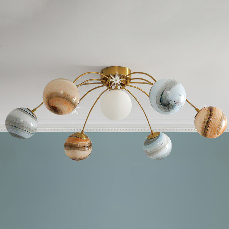 13 Light Flush Mount Ceiling Light Modern Fixture Flush Mount Lamp in Gold