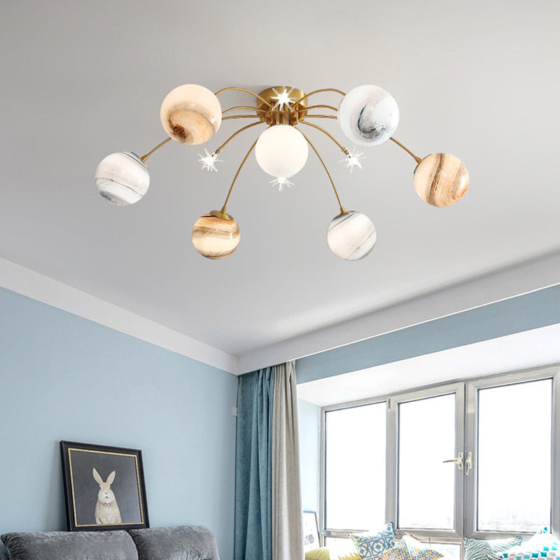 13 Light Flush Mount Ceiling Light Modern Fixture Flush Mount Lamp in Gold