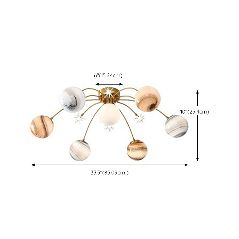 13 Light Flush Mount Ceiling Light Modern Fixture Flush Mount Lamp in Gold