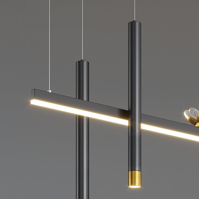 Modern Hanging Ceiling Light 5 Light Pendant Lighting Fixtures in Black Finish