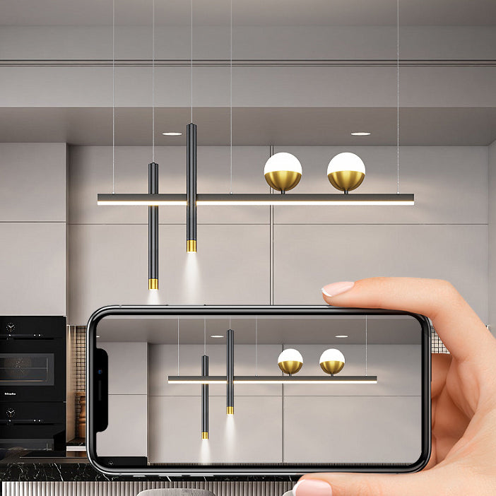 Modern Hanging Ceiling Light 5 Light Pendant Lighting Fixtures in Black Finish