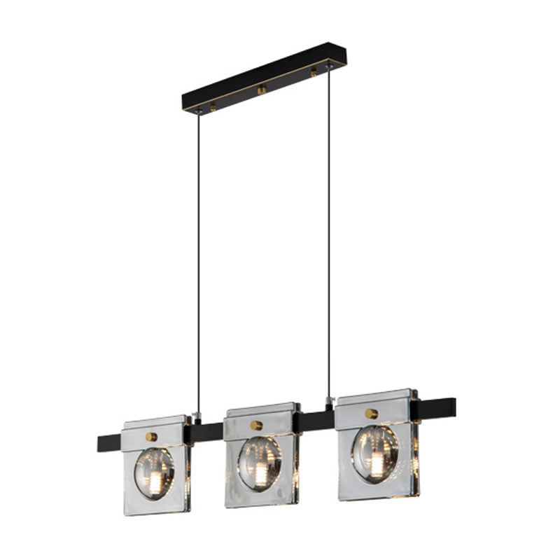 Multiple-Light Rectangular Island Pendant Modern Glass Island Lighting