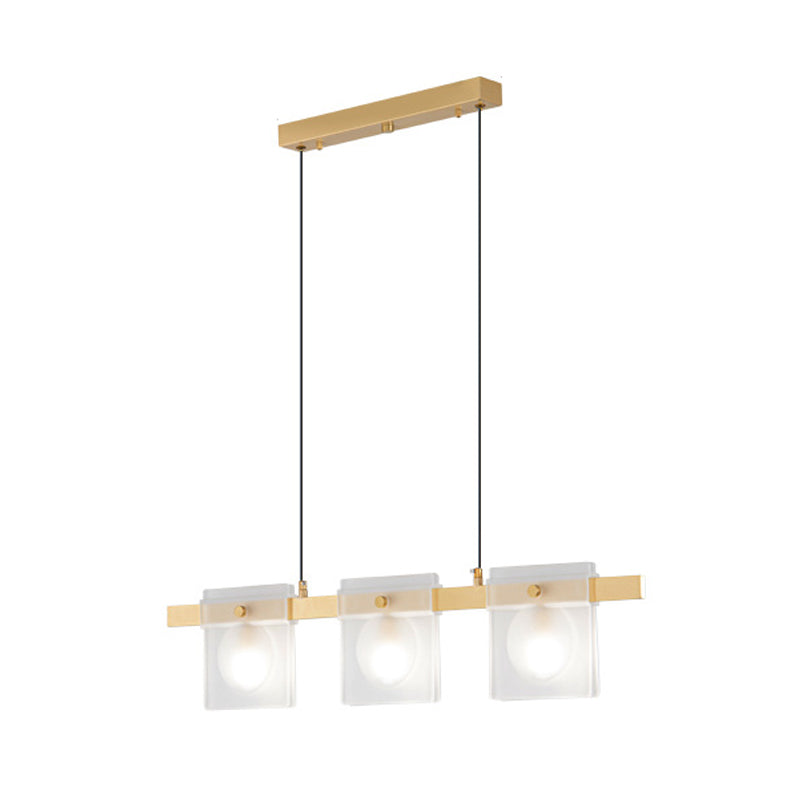 Multiple-Light Rectangular Island Pendant Modern Glass Island Lighting