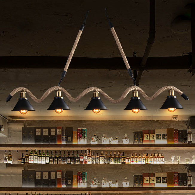 Industrial Hanging Ceiling Light Metal Pendant Lighting Fixtures in Black Finish