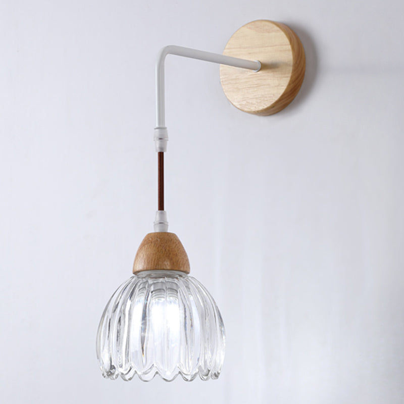 Japanese Style Wall Light Geometry Shape Wall Lamp with Glass Shade for Living Room