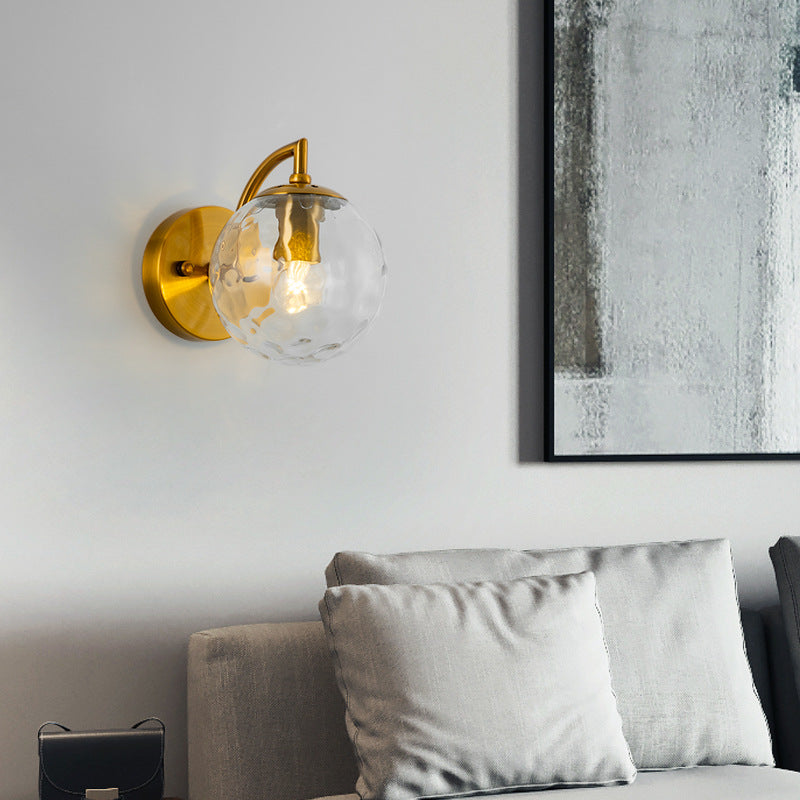 Industrial Style Ball Wall Sconce Glass 1 Light Sconces for Bedroom