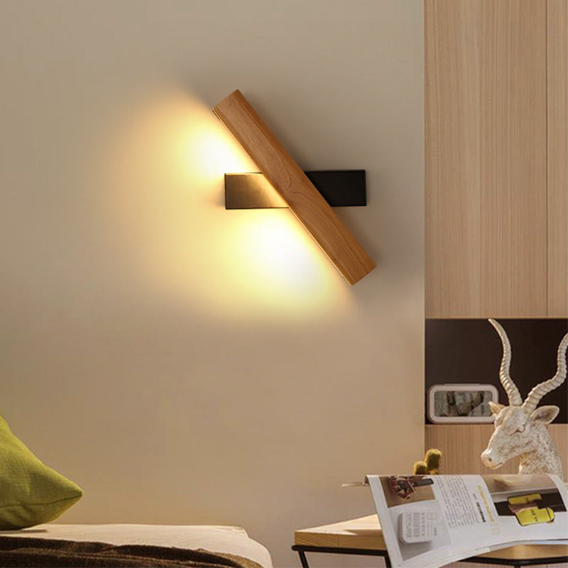 Single Modernism Beige Wall Mounted Sconce Wooden LED Wall Light