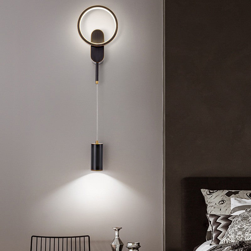 Modern Style Circle Shape Wall Light Metal 2 Light Sconces for Bedroom