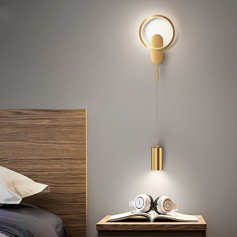 Modern Style Circle Shape Wall Light Metal 2 Light Sconces for Bedroom