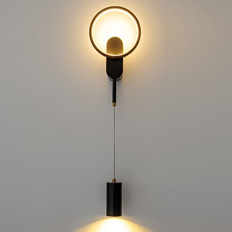 Modern Style Circle Shape Wall Light Metal 2 Light Sconces for Bedroom