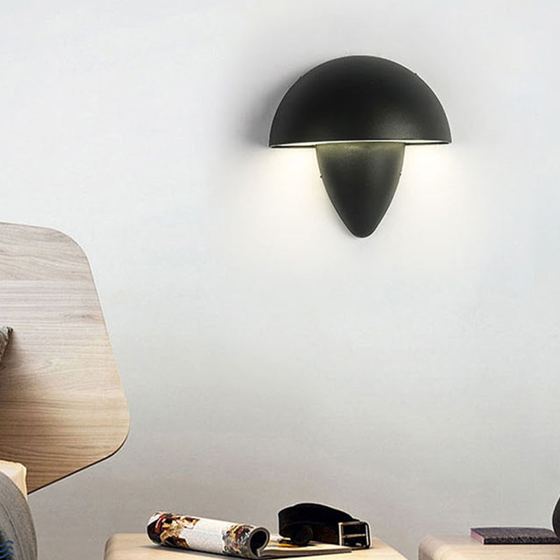 1 - Light Modern Wall Light Interior LED Mushroom Metal Wall Mount in Black / White