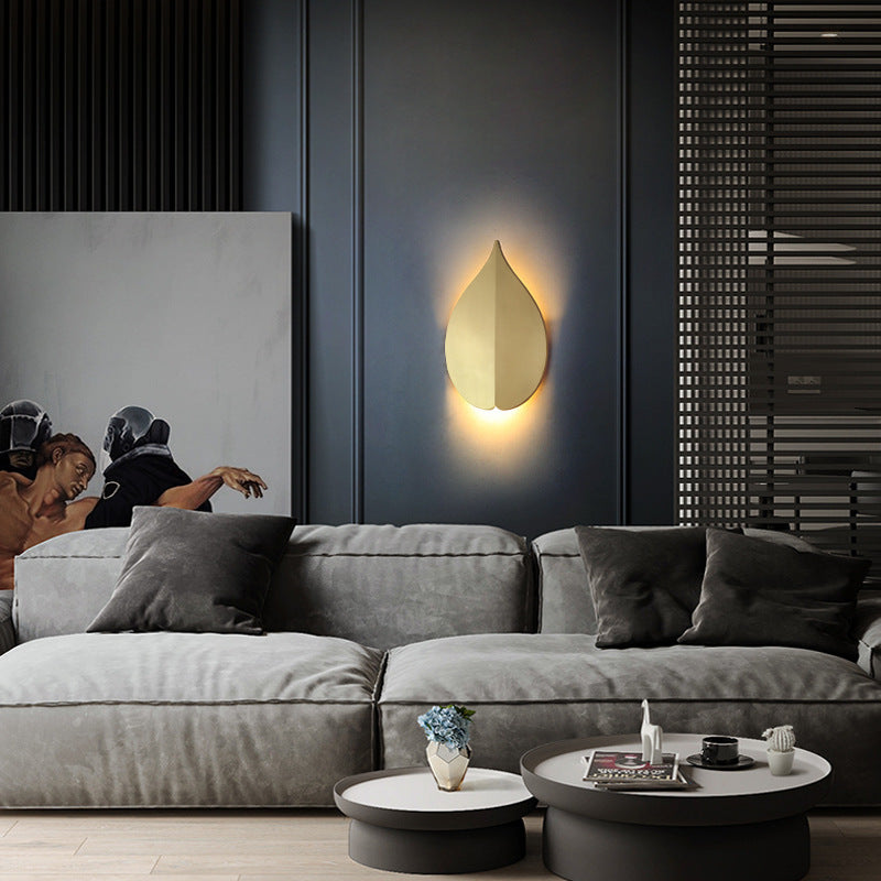 Leaf Shape 1 - Light Wall Mount Light Solid Brass LED Post Modern Wall Light in Gold