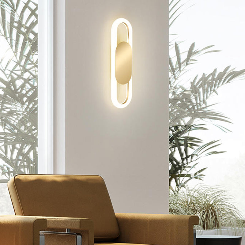 Oval 1 - Light Wall Flush Mount in Gold / Black Post Modern LED Wall Light