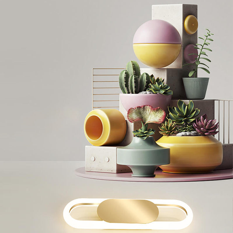 Oval 1 - Light Wall Flush Mount in Gold / Black Post Modern LED Wall Light