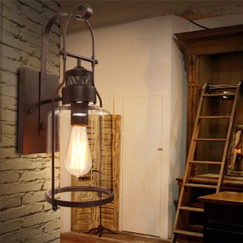 Cylinder Shape Wall Lamp Industrial Style Metal 1 Light Sconce for Living Room