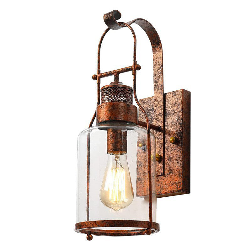 Cylinder Shape Wall Lamp Industrial Style Metal 1 Light Sconce for Living Room