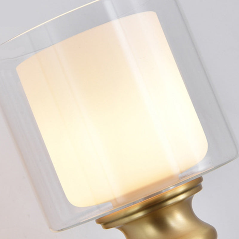 Modern 1 - Light Armed Wall Lighting Solid Brass and Cylinder Glass Shade Wall Sconce