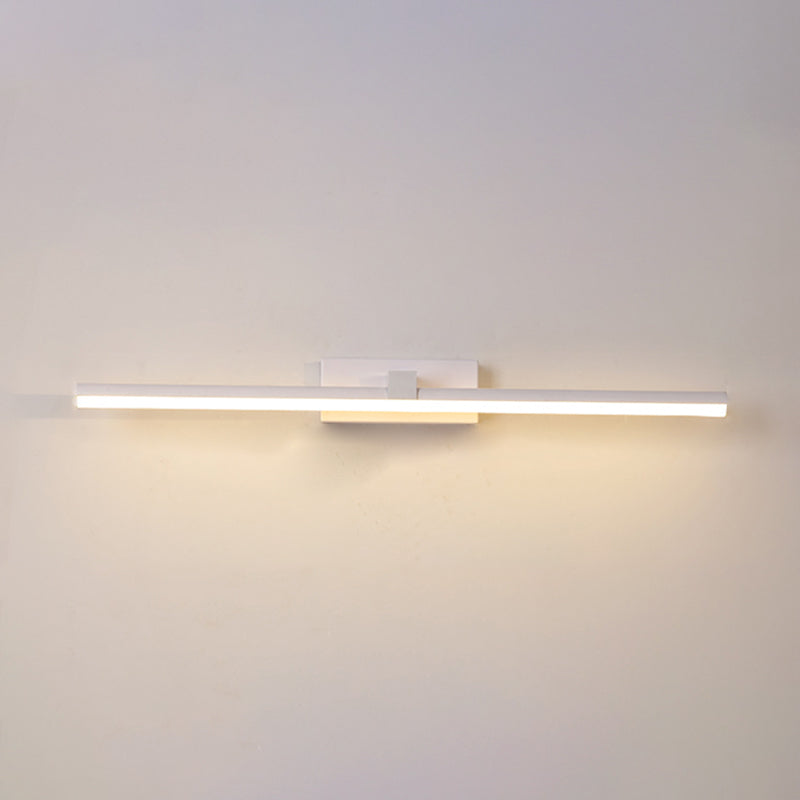 White Modern Metal Wall Sconce Linear Shape Vanity Lamp with Acrylic Shade for Bathroom