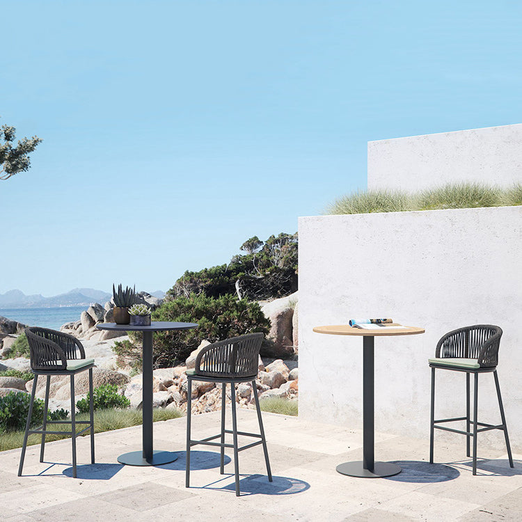 Industrial Round Bar Table Set 1/2/3 Pieces Metal Bar Table Set for Outdoor